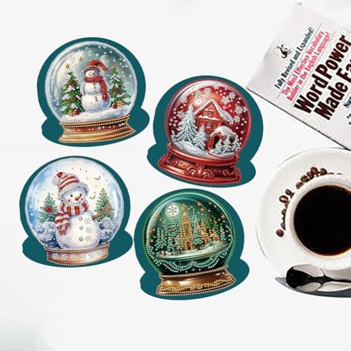 6 Pack 5D DIY Diamond Painting Xmas Snow Globe Greeting Card Kit, Diamond Art Birthday Holiday Greeting Card, Art Crafts Kit Creative with Envelope - Image 2