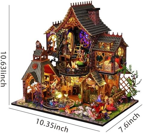 Plustopoy DIY Miniature House Kit,Tiny House Model Kit Dollhouse with Light & Tools, DIY Wooden Dollhouse Miniature Kit for Adults and Teens, Creative Craft Magic House Kit, Home Decor(Magic Spirit) - Image 6