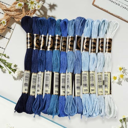 12 Skeins 105 Yards Blue Embroidery Thread for Jewelry Making - Image 4