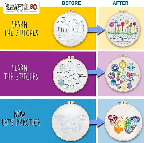 Butterfly Embroidery Kit for Beginners - Stamped Cross Stitch, Adults - Image 2