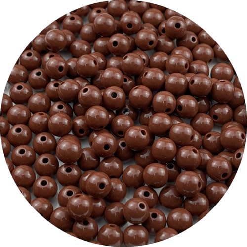 200pcs Acrylic Round Beads for Crafts 10mm Resin Candy Color Spacer Beads with Hole for Jewelry Making Sewing Crafts Decoration Necklaces Bracelets Earrings Supplies(Brown) by Unknown