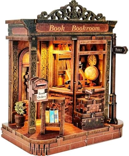 Book Nook Kit, DIY 3D Wooden Puzzles with LED Lights, Miniature Doll House for Bookshelf Decor, Craft Gift for Adults Teens Beginners (Bookroom) by Unknown