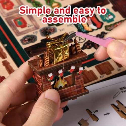 DIY Miniature House Kit, Mini House Building Kit, DIY Book Nook Kit, Tiny Model House for Adults to Build, Beginner 3D Wooden Book Nook, for Family Friends (Christmas Shop) - Image 2