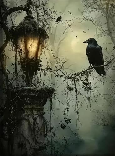 Halloween Crow Paint by Numbers Kit for Adults Canvas, Frameworkless by FairylandJinWenn