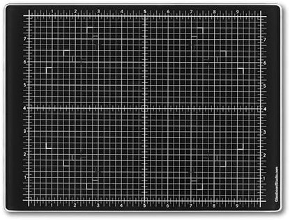 GLASSBOARD STUDIO Rich Black Glass Craft Mat (9x12in) - Magnetic, Heat & Scratch Resistant, Stain-Proof for Crafting, Cutting, Painting, Mixed Media Artwork - Grid & Angle Lines, Non-Slip Rubber Feet by GlassboardStudio