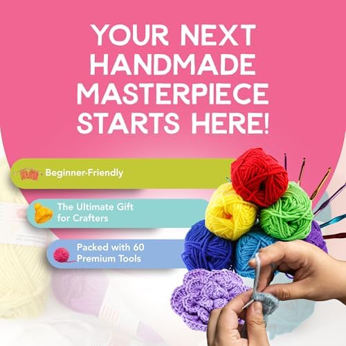 Incraftables Crochet Kit for Beginners – 85 Piece Beginner Crochet Kit for Adults & Kids with Yarn, Hooks, Accessories & Bonus Tote Bag Organizer – Learn to Crochet with Complete Starter Set - Image 5