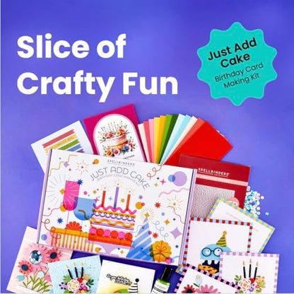 Spellbinders Just Add Cake Birthday Card Making Kit, with Stamps, Dies, Embossing Folder, Splatter Effects, Sequins, Rub-ons, Colorful Cardstock, More - Image 5