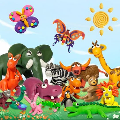 Air Dry Clay 48 Colors，Modeling Clay for Kids, with 3 Sculpting Tools and 6 Sheets Dinosaur Stickers, Safe & Non-Toxic, DIY Molding Clay Gift for Boys and Girls - Image 7