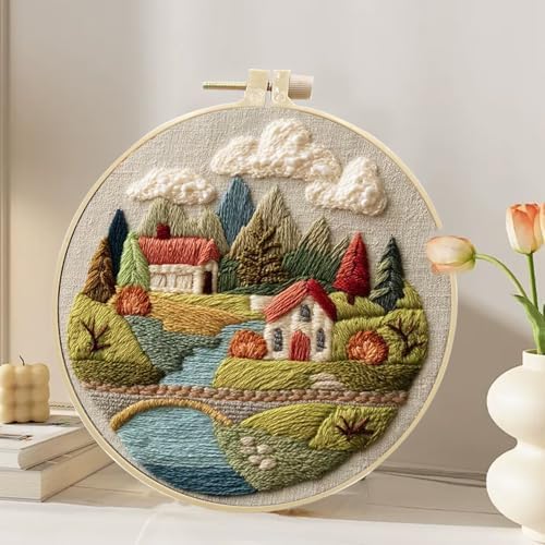 Hzkokon 2 Pack Embroidery Kit for Beginners Adults Cross Stitch Kits Hand Embroidery Kit Includes Stamped Flower Pattern, Hoop, Color Threads,Tools & Follow Instruction (Field) - Image 6