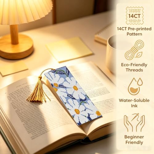 Paintcolor Flowers Counted Cross Stitch Bookmark Kit for Adults Beginners - Image 3