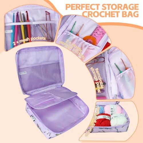 HATINXIA 58pcs Crochet Kit Beginners, Crochet Hook Set with Yarn, Portable Crocheting Kit for Starter, Ergonomic Crochet Needles Tools DIY Knitting Accessories for Experienced Crochet Lovers, Swan - Image 3