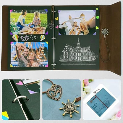 ZEEYUAN Love Scrap Book Photo Album Vintage Travelling Journal Scrapbook Album, Love Memory Photo Book Couples Scrapbook Supplies for Anniversary Mothers Day Scrap Books Gifts for Mom Grandma - Image 7