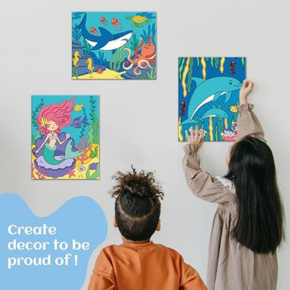 goldentime 3 Pack Kids Paint by Numbers Ages 4-8-12 Includes 8x10 inch Framed Canvas with 19 Acrylic Paints, 5 Brushes Fun and Easy Predrawn Canvas for Painting Kids - Image 6