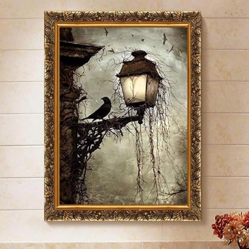 Gothic Crow Paint by Numbers Kit for Adults Framed Canvas Frameworkless - Image 6