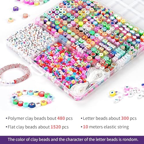 2300pcs Polymer Clay Beads Bracelet Making Kit with Colorful Letter Beads - Image 2