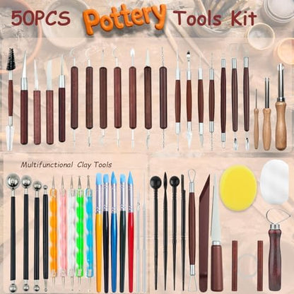 50PCS Clay Sculpting Tools Set with Storage Bag, Pottery Tools for Adult - Image 3