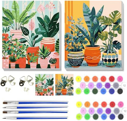 TCDZMYGS 2 Pack Plant Paint by Numbers Kit for Adults Beginner,Easy Paint by Number Kits with Framed,DIY Acrylic Oil Painting by Numbers for Home Wall Decor 10 x 12 inch by TCDZMYGS
