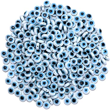 Evil Eye Beads Lampwork Evil Eye Charms Flat Evil Eye Spacer Beads for DIY Jewelry Bracelet Earring Necklace Craft Making 200pcs(White) - Image 2