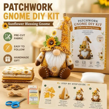 DIY Patchwork Gnome Kit– Create Your Own Adorable Animals,Halloween Christmas GnomeDIY Patchwork Kit,3D Gnome DIY Sewing Project for Adults &Beginners,Handmade Decor Ornament Gift for Craft Lovers - Image 2