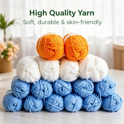 HHSarioneiro Crochet Blanket Kit for Beginners, Easy Granny Square Crochet Kit for Adults,with Step-by-Step Instructions and Clear Videos, Includes Multiple Accessories, Gift for Craft Lovers (Blue) - Image 5