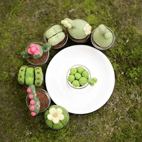 KISSBUTY Full Range of Needle Felting Kit, Cactus Wool Felted Set for Adults and Beginners Including Wool Roving for 8 Succulents, Foam Mat, Glass Pots, Needles, Finger Guards Tools Kit - Image 4