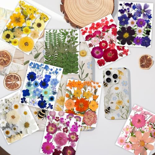 Bulk 410Pcs 11 Packs Mixed Real Natural Dried Pressed Flowers, Leaves & Pressing Floral Butterfly Stickers for Resin Molds, DIY Crafts, Jewelry Making, Candle & Soap Making with Tweezers - Image 2
