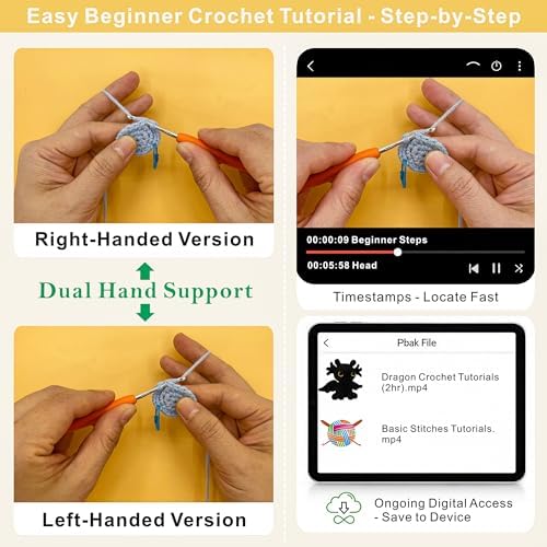 LuNuaFvy Crochet Kit for Beginners, Adults & Kids, Complete Animal Starter Kit to Make 2 Amigurumi Dragons,DIY Gift with Easy-to-Follow Book & Video Tutorial, Soft Yarn, 2 Bags - Image 4