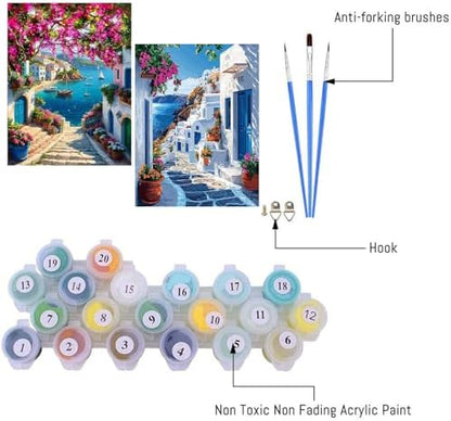 2 Pack Landscape Paint by Numbers Kit for Adults Beginner with Framed,Flower Easy Adult Paint by Number Kits on Canvas DIY Painting for Beginners Art by Numbers for Home Wall Decor 10x12 Inch - Image 5