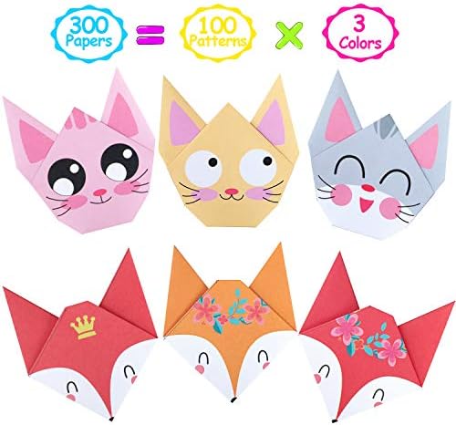 Origami Paper for Kids, 300 Sheets Colorful Origami Paper Kit 5.5Inch, 100 Origami Projects & Easy Origami Book Origami Kit for Kids, Creativity Training & Brain Development Origami Set for Kids - Image 3