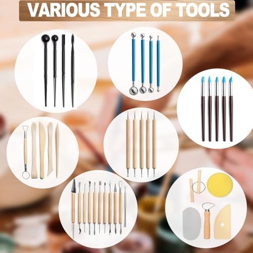 LINPHCEY 40Pcs Clay Sculpting Tools Set Perfect for Polymer Air Dry Modeling Clay Beginners & Professionals Ideal for DIY Pottery & Ceramics Tools for Clay Sculpey Sculpting & Crafting - Image 2