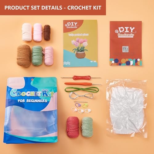 ADDZRZR Tulip Crochet Plants Kit for Starters, Complete Easy Crochet Set for Beginners Adults with Step-by-Step Tutorials, Unique Friend Gifts for Women - Image 2