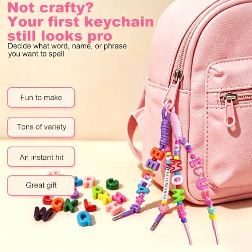 516 Pcs Large Letter Beads Kit for Paracord Keychain, DIY Bag Charm Kit - Image 4