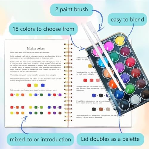 Easy Watercolor Workbook for Beginners - 12 Beautiful Step-by-Step Paintings Water Coloring Book, Includes 18 Colors Paints, Relaxing Art Projects and Creative Gift for Adults & Teen (Dogs) - Image 5