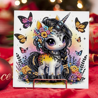 jinglinhh 6pcs Unicorn Butterfly Diamond Art Painting Greeting Cards with Envelopes, DIY Card Making Kits for Adults, Diamond Art Postcards Holiday Cards Craft Gifts - Image 6