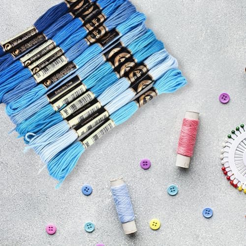 12 Skeins Blue Gradient Embroidery Thread Floss for Hand Sewing - Image 7