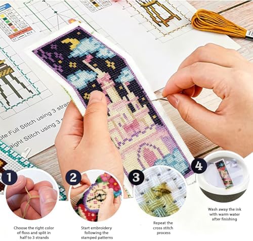 ORIGACH 6 Set Fairy Tale Fantasy Cross Stitch Bookmark Kit for Beginner - Image 4