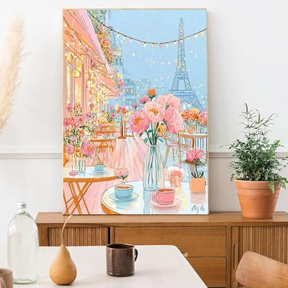 Eiffel Tower Paint by Numbers Kit for Adults,Paris Street-Scape Adult Paint by Number Kits,DIY Acrylic Oil Watercolor Drawing Painting Paint by Number for Adults on Canvas Home Wall Decor 16x20inch - Image 4