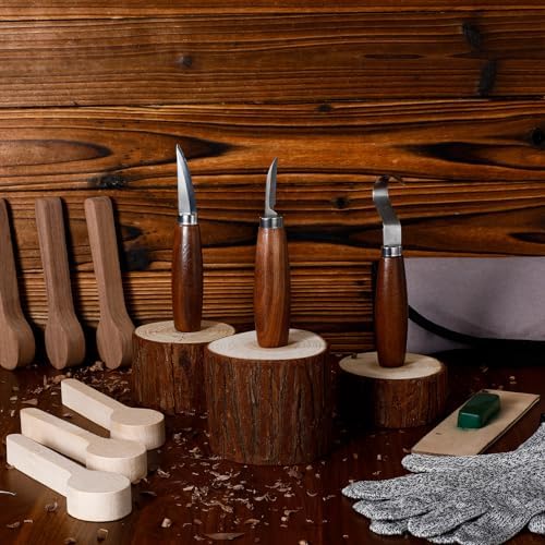 Gisafai 15 Pcs Spoon Carving Kit, Wood Whittling Kit, Spoon Blank and Knife - Image 3