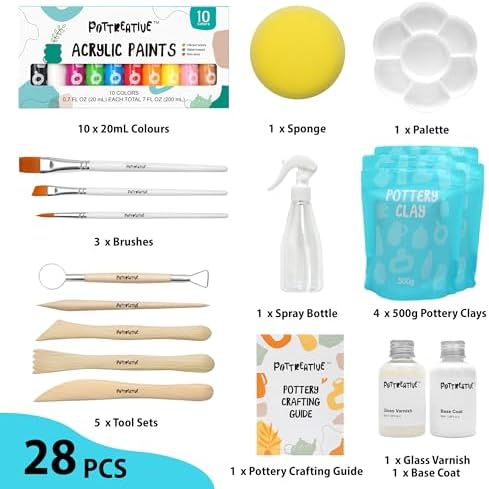 POTTREATIVE Air Dry Clay Pottery Kit - Home DIY Pottery Starter Kits with Air-Dry Clay，Sculpting Pottery Tools and Step-by-Step Guide - Great for Date Night, Arts Crafts Hobby - Image 3