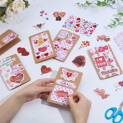 WEBEEDY 15 Sets Valentines's Day DIY Card Making Kits Valentines DIY Greeting Card Crafts with Envelopes, Blank Cards, Stickers for Birthday Christmas Anniversary Invitation Paper Craft Gift - Image 4