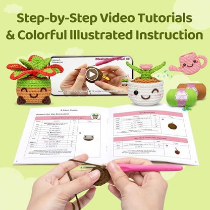 Mewaii Crochet Kit for Beginners, 9 Pack Plant Kit Craft Set - Image 4