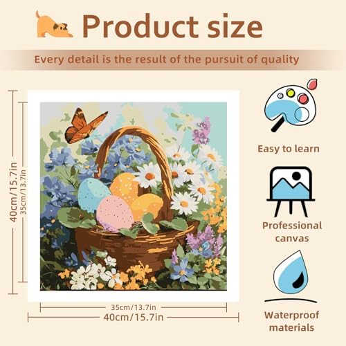 Reivworl Easter Paint by Numbers Kit for Adults Beginner 16×20 inch - Image 4