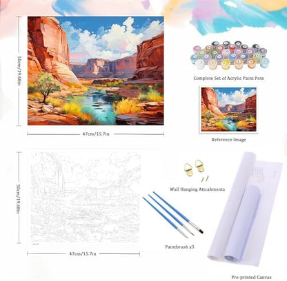 Natuyalo Paint by Numbers for Adults Beginner, Grand Canyon Acrylic Easy Paint by Numbers Kits Natural Landscape Craft Kits for Adults Suitable for Home Wall Decoration Flameless 16x20 Inch - Image 5