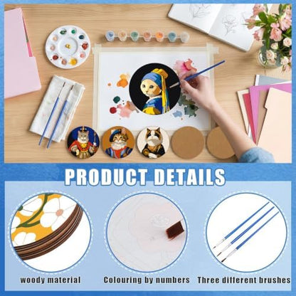 DPARTGMJT 8 Pack Cats Paint by Numbers Kits Coasters with Holder Cork Pads - Image 5