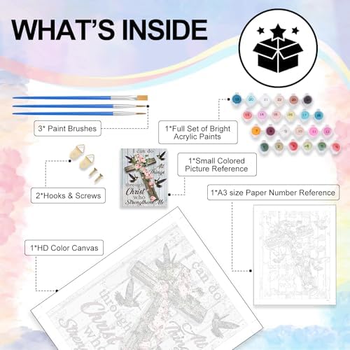 Yezavesu Cross Paint by Numbers Kit for Adults Beginner, Inspirational Adult Paint by Number Kits on Canvas Without Frame, DIY Acrylic Painting by Numbers for Home Wall Decor Gift 16x20 Inch - Image 4
