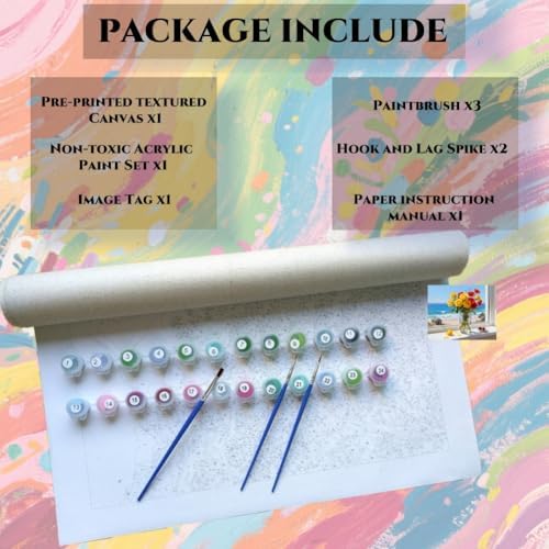 ACANDYL Flowers DIY Paint by Numbers Kit for Adults Beginner Paint by Number for Adults Flower Canvas Painting by Number DIY Acrylic Oil Painting on Canvas Arts Craft Decoration 16x20 Inch - Image 6