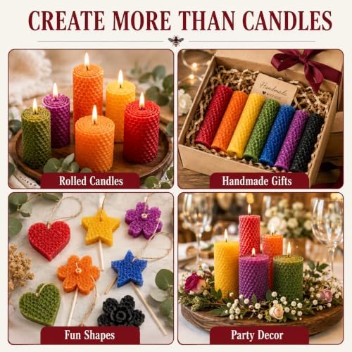 LDHHYH 24 PCS 8x8 Inch Beeswax Sheets for Candle Making – 12 Bright Colors - Image 4
