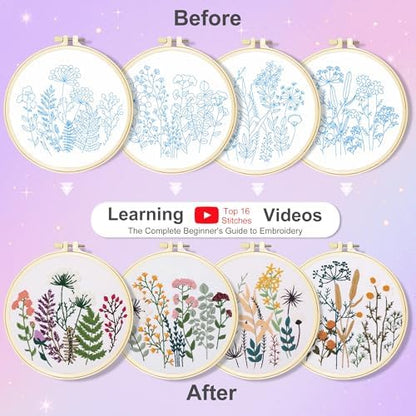 Huacan Embroidery Kit for Adults Beginners with 4 Hoops & Gift Box - Image 3