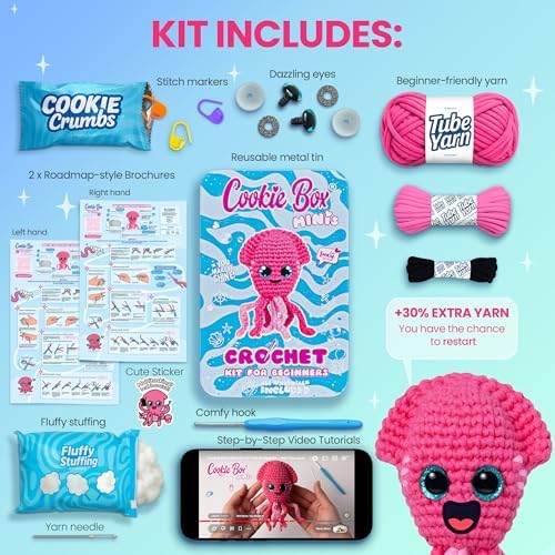 Cookie Box Crochet Kit for Beginners, Squid Inky - Image 2
