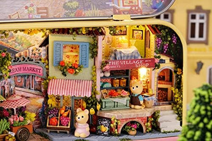 MAGQOO Miniature Dollhouse Kit Box Theater Kit Miniature Room Kit 3D DIY Wooden Doll House Kit with Furniture 1:100(Lucky Market) - Image 6